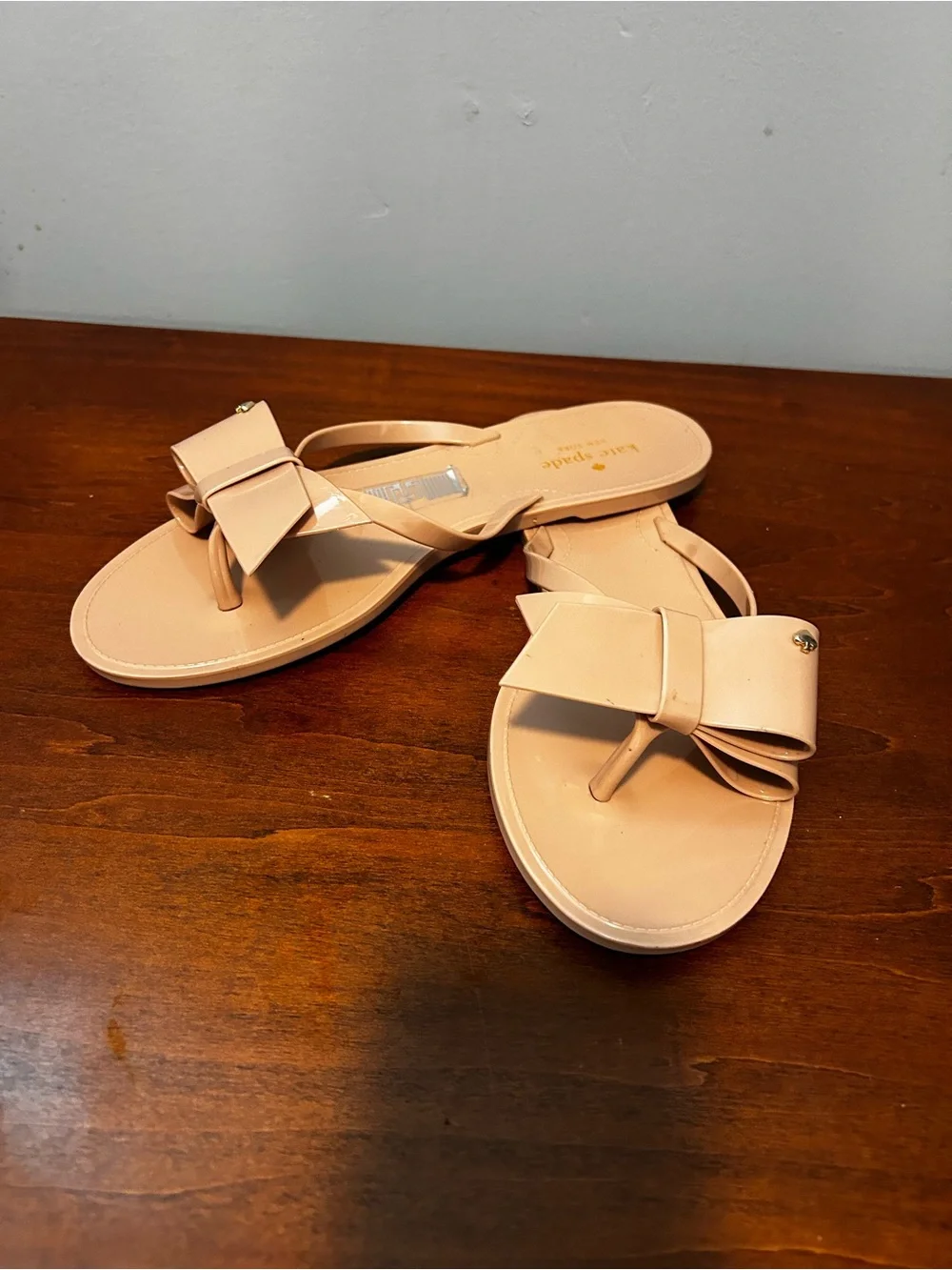 kate spade Blush Jayla Jelly Bow Slide Sandals size 8